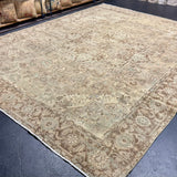 10’ x 12’10 Classic Vintage Rug Muted Golden Beige, Camel Brown and Muted Sea Foam