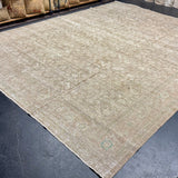 10’6 x 13’10 Classic Vintage Rug Muted Tawny Brown, Sea Foam and Sage Green