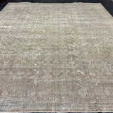 10’6 x 13’10 Classic Vintage Rug Muted Tawny Brown, Sea Foam and Sage Green