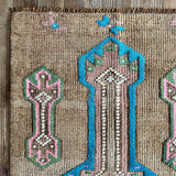 1’4 x 2’10 Antique Cappadocian Rug Muted Camel Beige + Turquoise