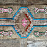 1’4 x 2’10 Antique Cappadocian Rug Muted Camel Beige + Turquoise