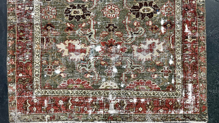 3’6 x 15’10 Classic Antique Runner Muted Clay Green, Wine & Brown