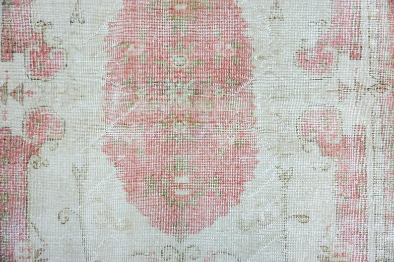 4' X 7' Oushak Rug Faded Red + Beige
