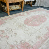 4' X 7' Oushak Rug Faded Red + Beige