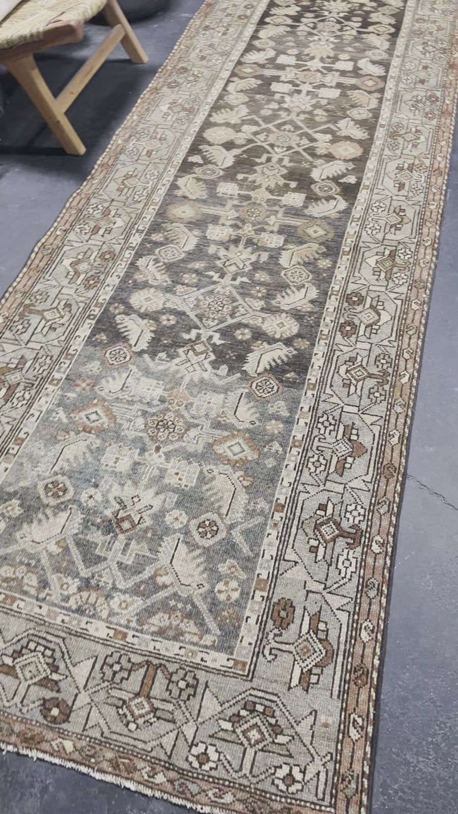 3’6  x 15’6 Classic Antique Runner Muted Black, Gray & Copper