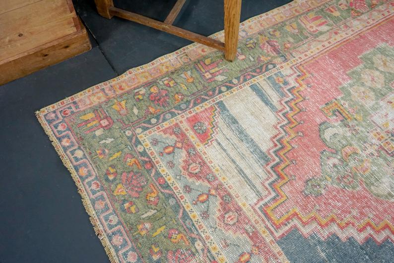 4'5 x 7'7 Oushak Rug Faded Red and Green SB
