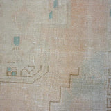4'2 x 8'9 Oushak Rug Faded Terra Cotta Blush, Turquoise, Gray and Cream