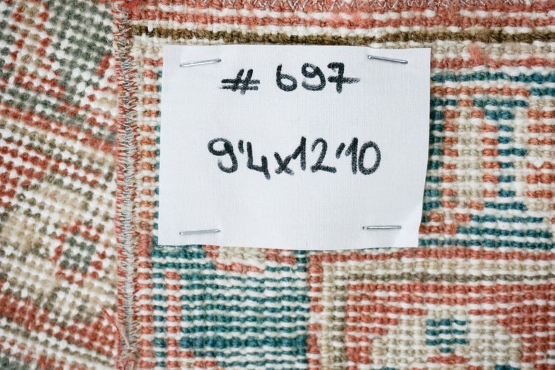 9 x 13 Muted Red & Clay Gray Turkish Oushak Rug