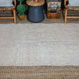 4’6 x 7’9 Oushak Rug Muted Gray, Pink and Olive Vintage Carpet