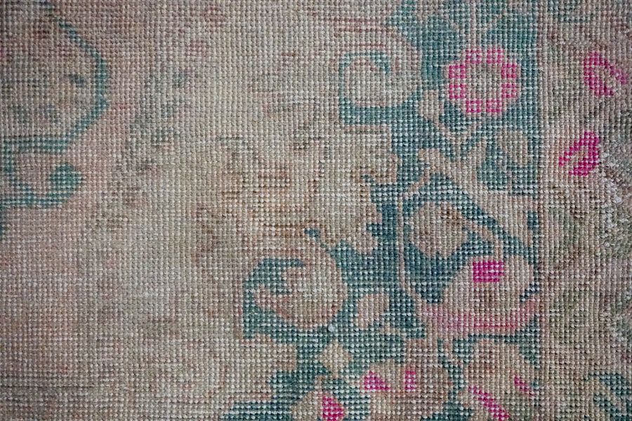 4’4 x 7’1 Oushak Rug Muted Pink and Green Vintage Carpet