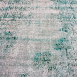 9' X 12' Oversize Vintage Distressed Carpet Jade Green Overdyed Rug