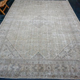 9’6 x 13’3 Classic Vintage Rug Muted Greige, Denim Blue & Graphite Carpet SB '4057