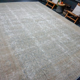 11’4 x 16’3 Classic Vintage Rug Muted Gray-Beige + Midnight Blue Carpet SB