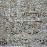 9’5 x 13’ Classic Vintage Rug Muted Gray-Beige + Denim Blue Carpet SB