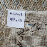 9’5 x 13’ Classic Vintage Rug Muted Gray-Beige + Denim Blue Carpet SB