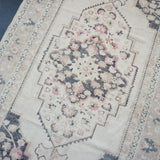 5’8 x 10’1 Oushak Rug White, Pink and Black SB
