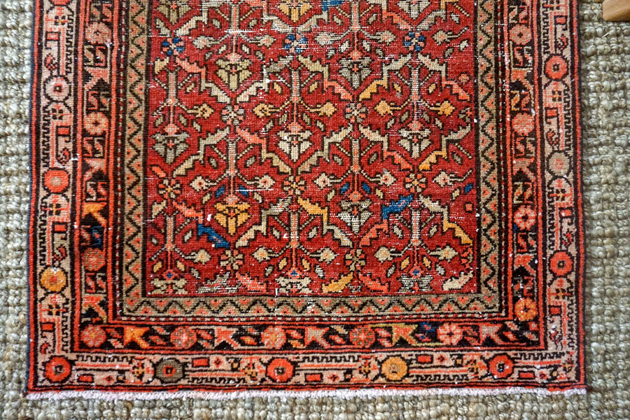 3' x 12’10 Classic Vintage Malayer Runner Red, Blue & Brown
