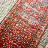 3' x 12’10 Classic Vintage Malayer Runner Red, Blue & Brown