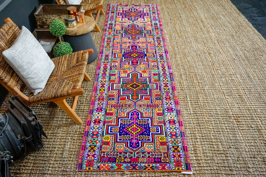 2’9 x 10’9 Vintage Herki Runner Bright and Colorful