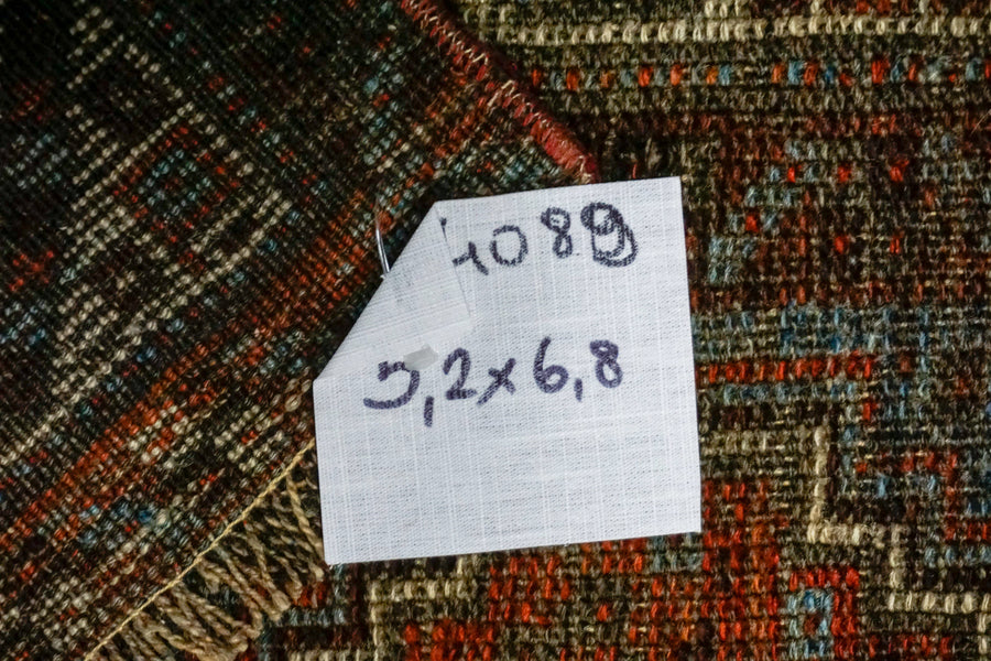 5’2 x 6’8 Classic Vintage Rug Steel Blue, Gray and Reds SB