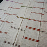 9’ x 11’7 MCM Vintage Organic Hemp Rug Off White Collage Kilim Striped