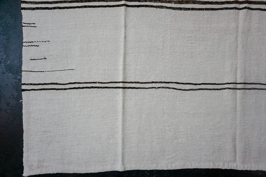 9’ x 10’7 MCM Vintage Organic Hemp Rug Off White Flatweave Kilim