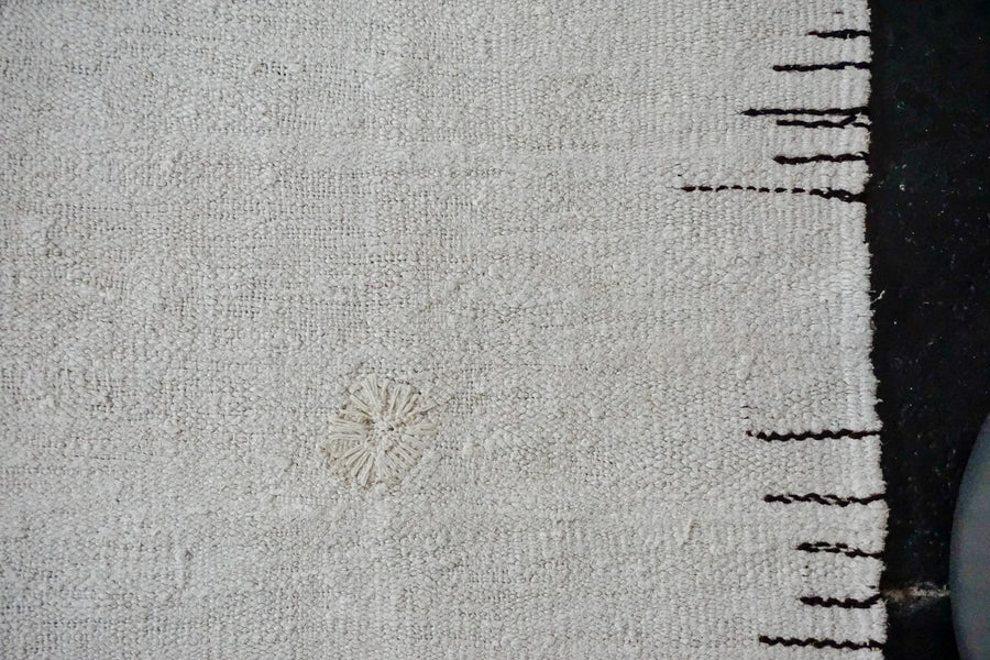 9’ x 10’7 MCM Vintage Organic Hemp Rug Off White Flatweave Kilim