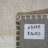 8’10 x 12’2 MCM Vintage Organic Hemp Rug Off White Flatweave Kilim