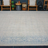 10’4 x 14’4 Classic Vintage Mahal Rug Creamy White  + Blue 60’s Carpet