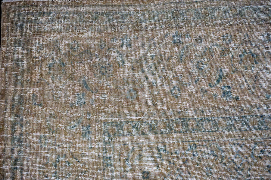 9’3 x 12’10 Classic Vintage Mahal Carpet Olive, Taupe-Beige + Denim Blue 60’s Rug