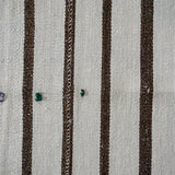 8’ x 11’10 Organic Hemp Rug and Goat Hair Off White + Brown Vintage Flatweave Kilim
