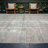 8’10 x 12’6 Classic Antique Rug Very Muted Gray, Denim + White