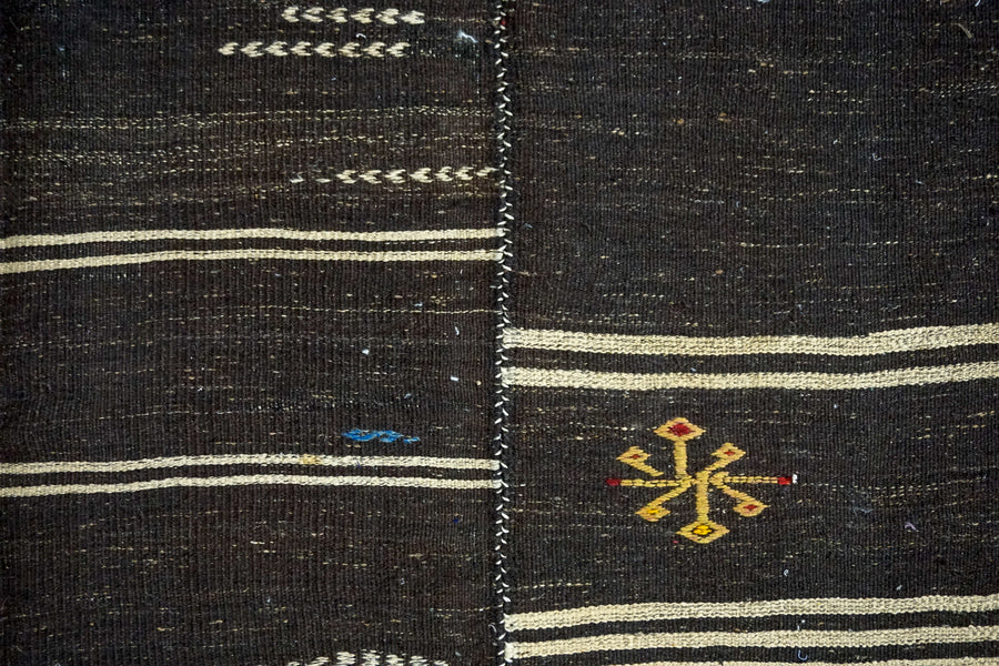 10’ x 12’4 Brown and Cream Vintage Flatweave Kilim Rug