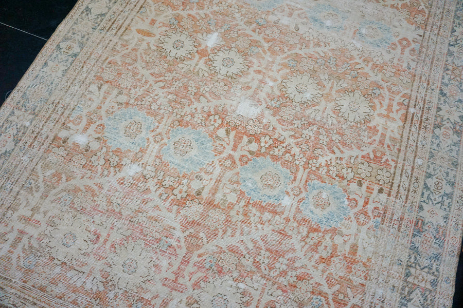 9’ x 12’3 Classic Antique Rug Muted Apricot, Cream + Denim SB