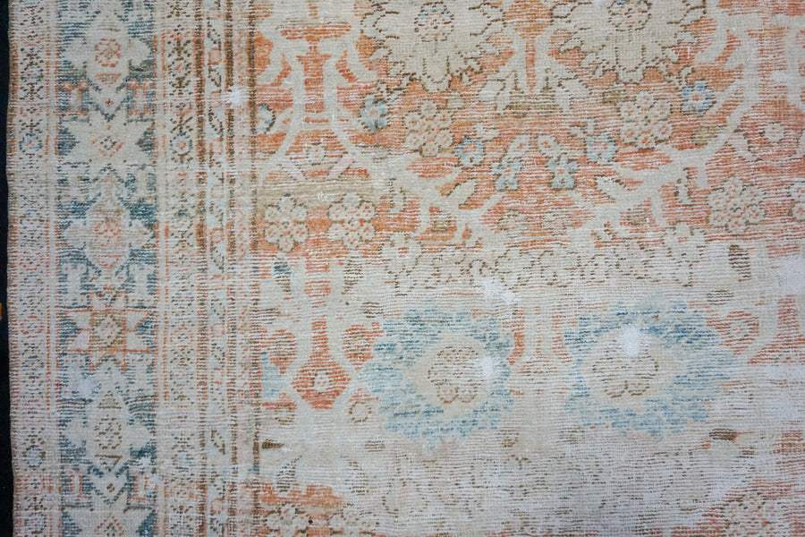 9’ x 12’3 Classic Antique Rug Muted Apricot, Cream + Denim SB