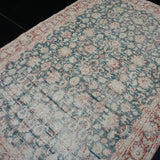 6’2 x 9’4 Vintage Oushak Rug Forest Green & Wine Carpet '2718
