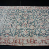 6’2 x 9’4 Vintage Oushak Rug Forest Green & Wine Carpet '2718