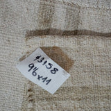 9’6 x 11’ Vintage Organic Hemp Rug Off White Flatweave MCM Kilim