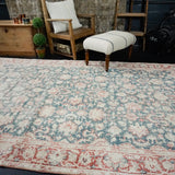 6’2 x 9’4 Vintage Oushak Rug Forest Green & Wine Carpet '2718