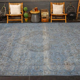 9’8 x 12’2 Tabriz Carpet Indigo Blue Overdyed Vintage Rug