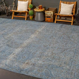 9’8 x 12’2 Tabriz Carpet Indigo Blue Overdyed Vintage Rug