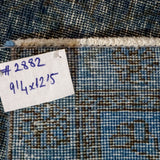 9’4 x 12’5 Oushak Carpet Denim Blue Overdyed Vintage Rug