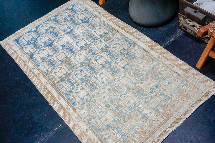3’ x 5’4 Classic Vintage Rug Denim Blue + Cream SB