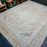 9’4 x 12’4 Classic Vintage Rug Muted Camel Beige & Powder Blue SB