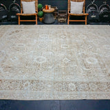 9’4 x 12’4 Classic Vintage Rug Muted Camel Beige & Powder Blue SB