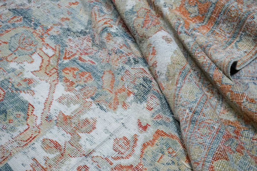 10’ x 14’3 Classic Antique Rug Muted Denim Blue & Apricot SB