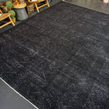 9’6 x 13’ Classic Vintage Mahal Rug Black Overdyed Carpet 1970's