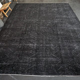 9’6 x 13’ Classic Vintage Mahal Rug Black Overdyed Carpet 1970's