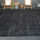 9’6 x 13’ Classic Vintage Mahal Rug Black Overdyed Carpet 1970's