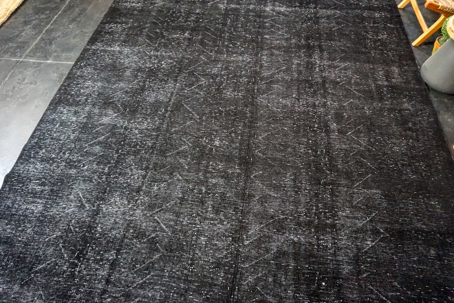 9’6 x 13’ Classic Vintage Mahal Rug Black Overdyed Carpet 1970's
